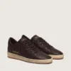 Ball Star da uomo in pelle marrone scuro con stella in pelle tono su tono
