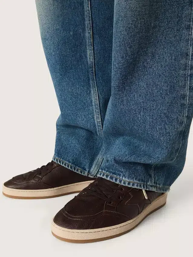 Ball Star da uomo in pelle marrone scuro con stella in pelle tono su tono