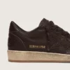 Ball Star da uomo in pelle marrone scuro con stella in pelle tono su tono