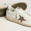 Ball Star da uomo in pelle nappa bianca con stella e linguetta sul tallone in pelle laminata color bronzo