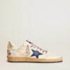 Ball Star da uomo in pelle nappa con stella in pelle scamosciata blu e linguetta sul tallone in pelle platino