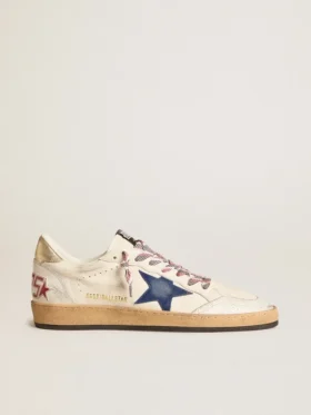 Ball Star da uomo in pelle nappa con stella in pelle scamosciata blu e linguetta sul tallone in pelle platino