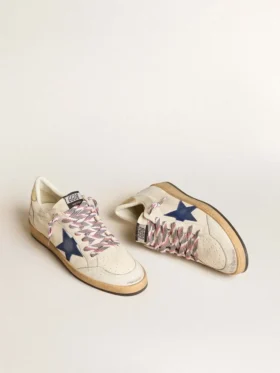 Ball Star da uomo in pelle nappa con stella in pelle scamosciata blu e linguetta sul tallone in pelle platino
