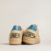 Ball Star da uomo in pelle scamosciata beige con stella in pelle color corallo e linguetta sul tallone in nappa blu