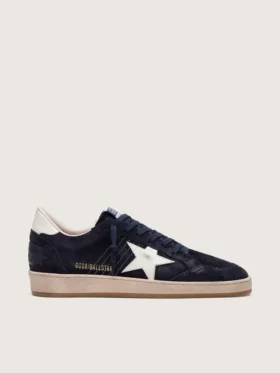 Ball Star da uomo in pelle scamosciata blu scuro con stella in pelle bianca