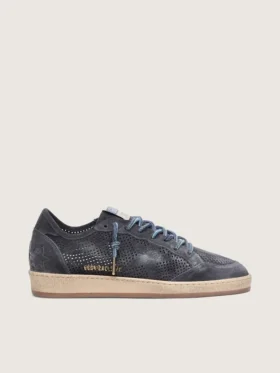 Ball Star da uomo in pelle scamosciata blu scuro traforata con stella in pelle scamosciata blu scuro
