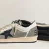 Ball Star da uomo in pelle scamosciata grigia con stella in pelle nera e inserti in nappa bianca