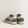 Ball Star da uomo in pelle scamosciata grigia con stella in pelle nera e inserti in nappa bianca