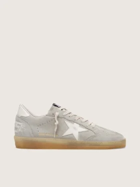 Ball Star da uomo in pelle scamosciata grigio chiaro con stella in pelle bianca