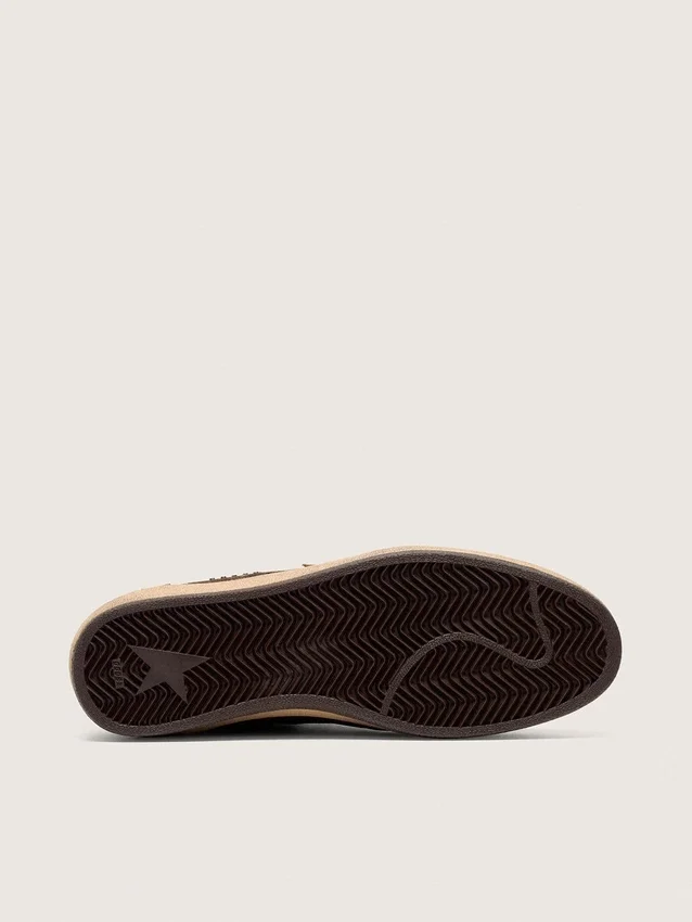 Ball Star da uomo in pelle scamosciata marrone con stella e linguetta sul tallone in pelle marrone