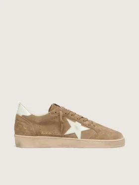 Ball Star da uomo in pelle scamosciata marrone con stella in pelle bianca