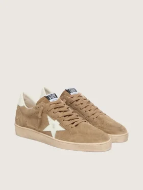 Ball Star da uomo in pelle scamosciata marrone con stella in pelle bianca