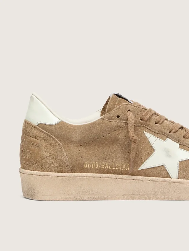 Ball Star da uomo in pelle scamosciata marrone con stella in pelle bianca