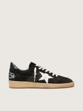 Ball Star da uomo in pelle scamosciata nera con stella in pelle bianca