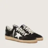 Ball Star da uomo in pelle scamosciata nera con stella in pelle bianca