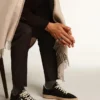 Ball Star da uomo in pelle scamosciata nera con stella in pelle bianca