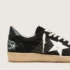 Ball Star da uomo in pelle scamosciata nera con stella in pelle bianca