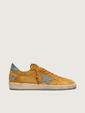 Ball Star da uomo in pelle scamosciata ocra con stella in pelle e linguetta sul tallone in pelle scamosciata azzurra