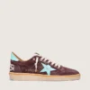 Ball Star da uomo in pelle scamosciata rosso scuro con stella e linguetta sul tallone azzurre
