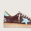 Ball Star da uomo in pelle scamosciata rosso scuro con stella e linguetta sul tallone azzurre