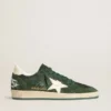 Ball Star da uomo in pelle scamosciata verde con stella in pelle bianca e linguetta sul tallone