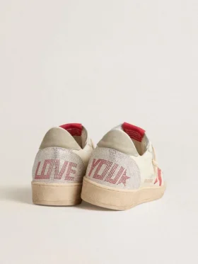 Ball Star da uomo per San Valentino con stella in pelle rossa e scritta Swarovski rossa