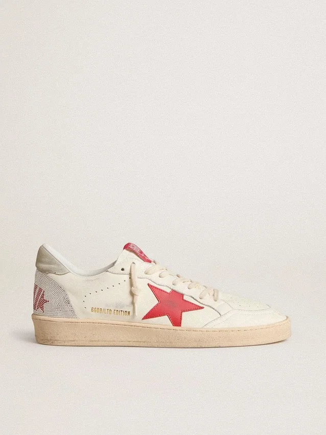 Ball Star da uomo per San Valentino con stella in pelle rossa e scritta Swarovski rossa