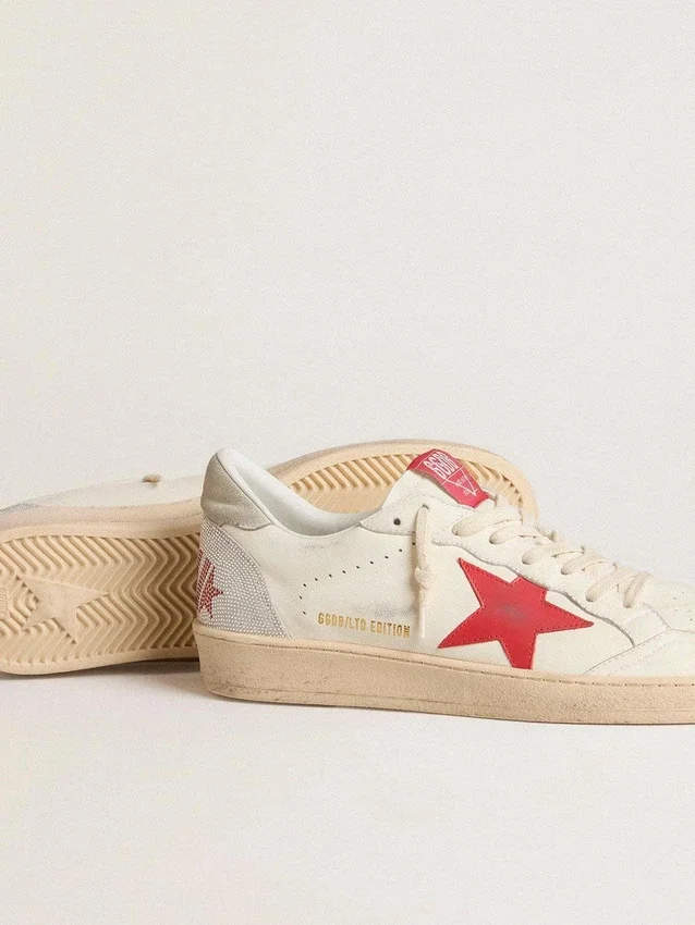 Ball Star da uomo per San Valentino con stella in pelle rossa e scritta Swarovski rossa