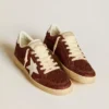 Ball Star in glitter bordeaux con stella e linguetta sul tallone in pelle bianca
