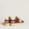 Ball Star in glitter bordeaux con stella e linguetta sul tallone in pelle bianca