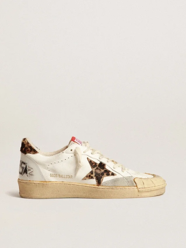 Ball Star in nappa con stella e linguetta sul tallone in pelle di pony con stampa leopardata
