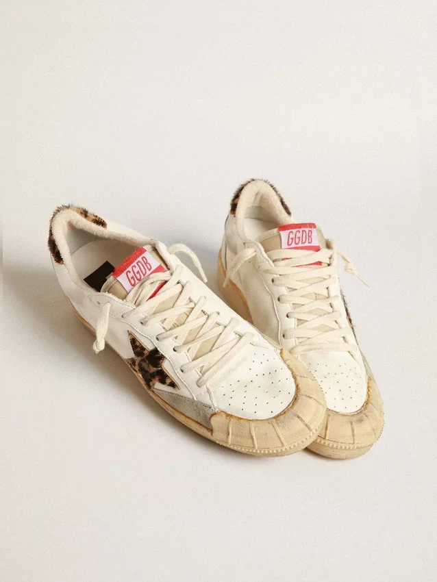 Ball Star in nappa con stella e linguetta sul tallone in pelle di pony con stampa leopardata