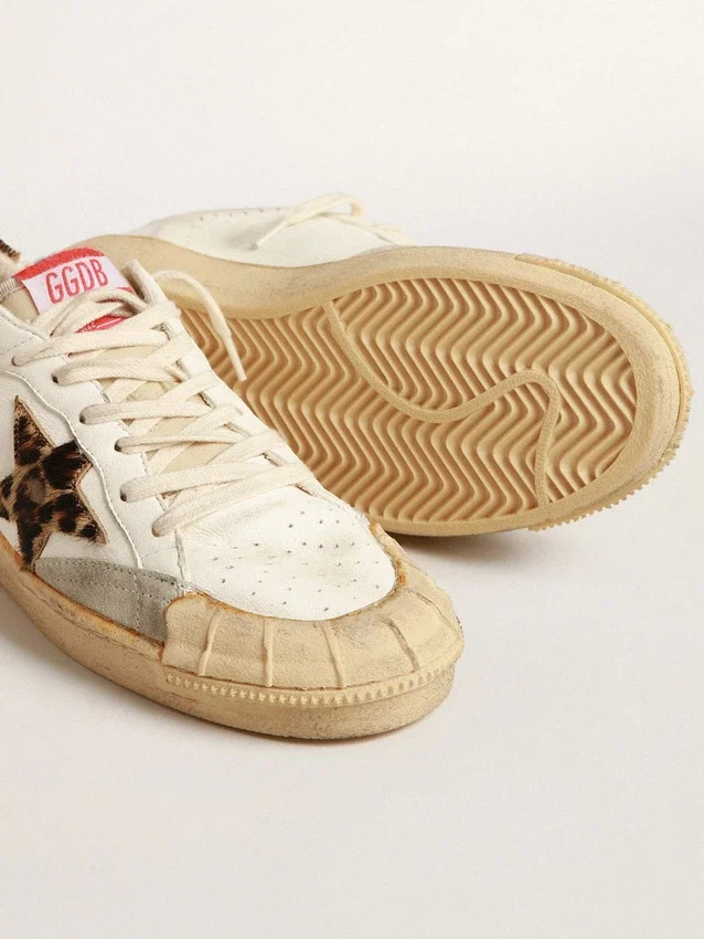 Ball Star in nappa con stella e linguetta sul tallone in pelle di pony con stampa leopardata