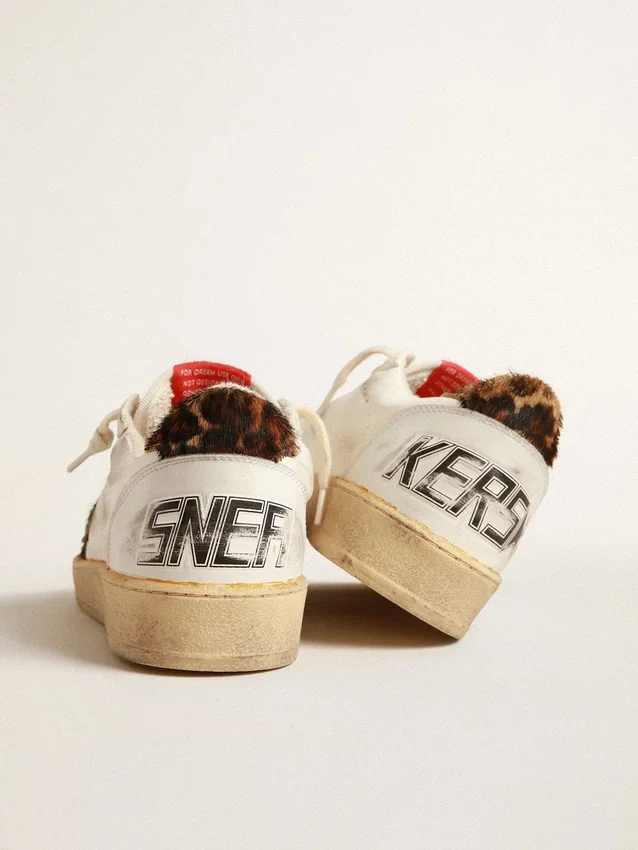 Ball Star in nappa con stella e linguetta sul tallone in pelle di pony con stampa leopardata