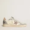 Ball Star in nappa con stella glitterata e linguetta sul tallone metallizzata