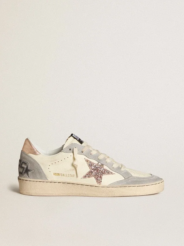Ball Star in nappa con stella glitterata e linguetta sul tallone metallizzata