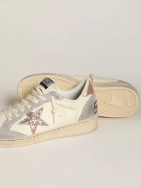 Ball Star in nappa con stella glitterata e linguetta sul tallone metallizzata