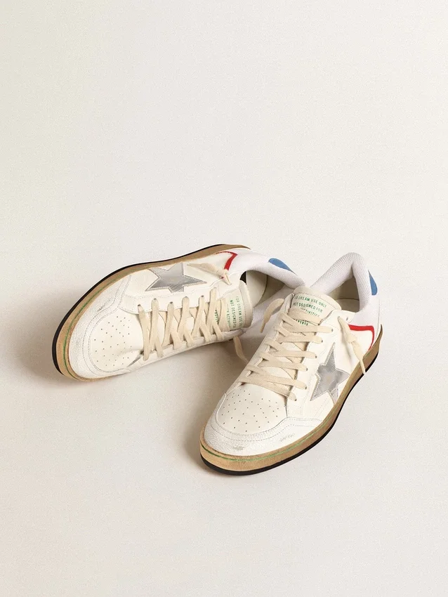 Ball Star in nappa e rete con stella in pelle metallizzata argento