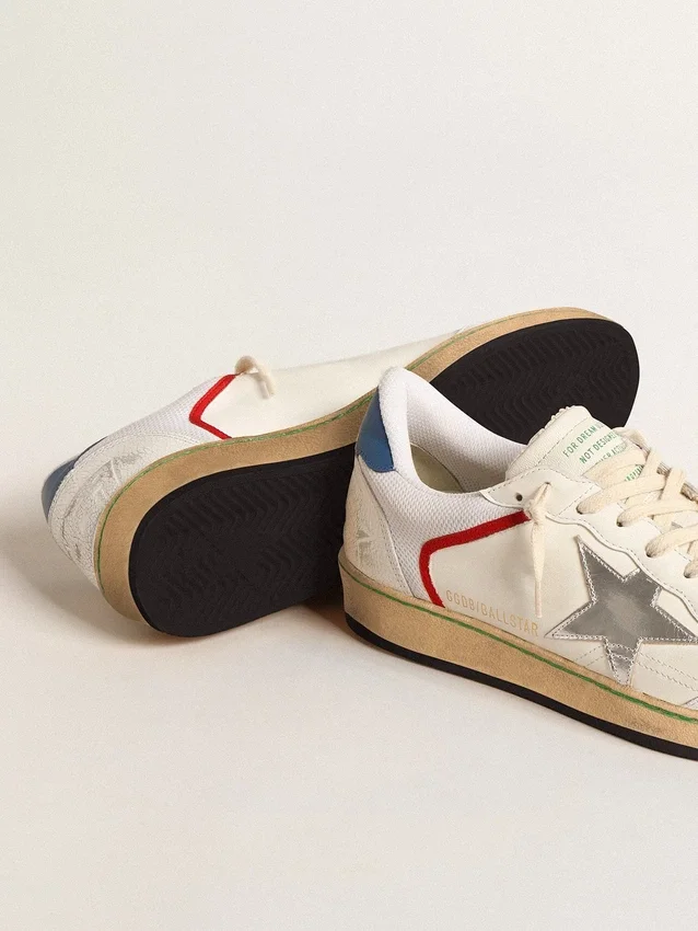 Ball Star in nappa e rete con stella in pelle metallizzata argento