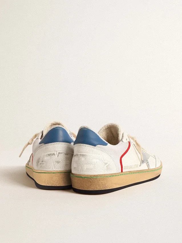 Ball Star in nappa e rete con stella in pelle metallizzata argento