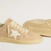Ball Star in pelle scamosciata e cristalli Swarovski con stella in pelle e linguetta metallica sul tallone