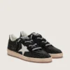 Ball Star in pelle scamosciata nera con stella bianca e cristalli Swarovski