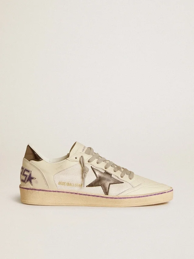 Ball Star in rete e pelle con stella in pelle metallizzata e linguetta sul tallone