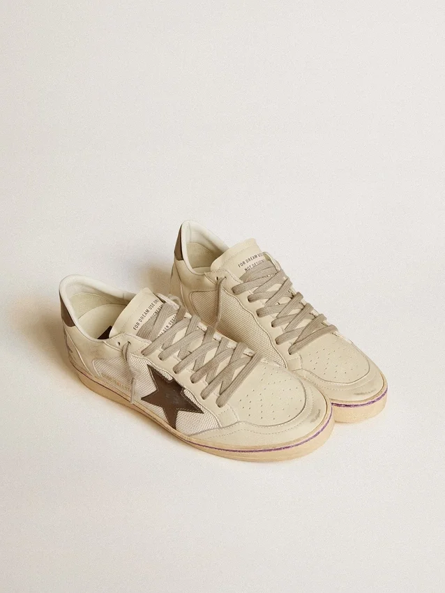 Ball Star in rete e pelle con stella in pelle metallizzata e linguetta sul tallone