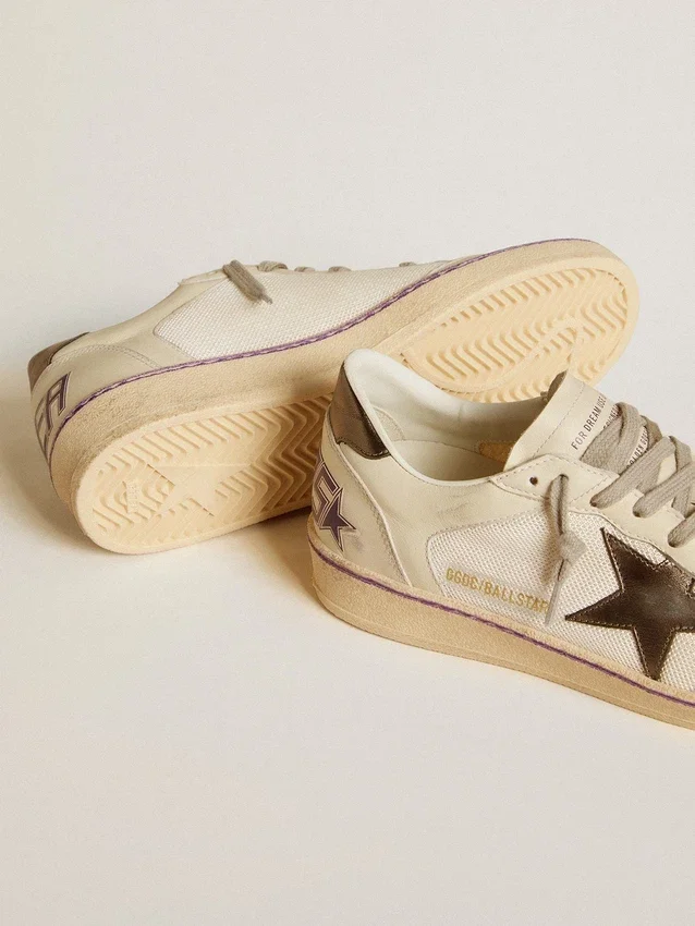Ball Star in rete e pelle con stella in pelle metallizzata e linguetta sul tallone