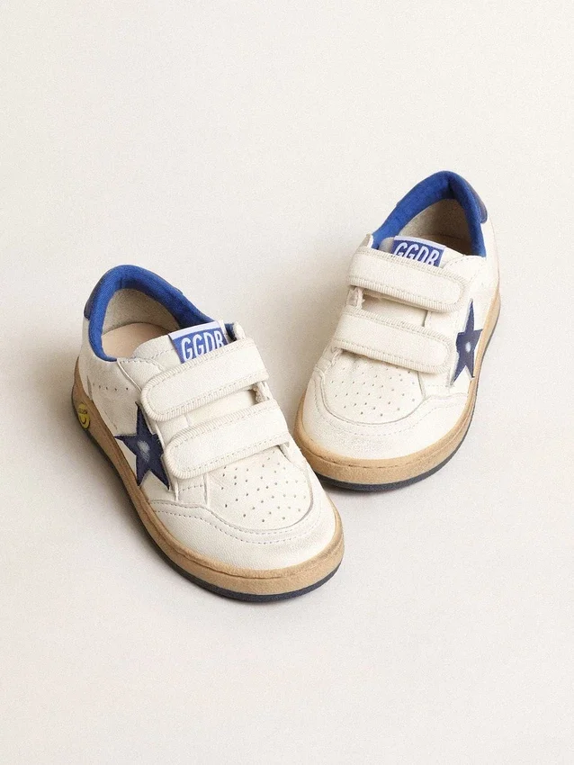 Ball Star Junior con stella in pelle blu metallizzata e linguetta sul tallone