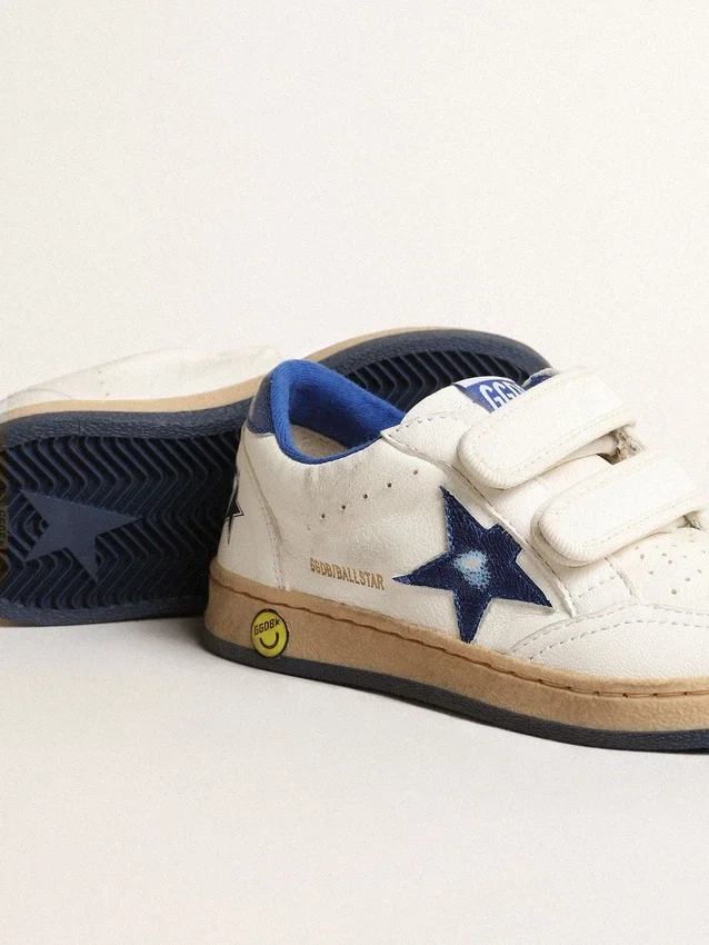Ball Star Junior con stella in pelle blu metallizzata e linguetta sul tallone