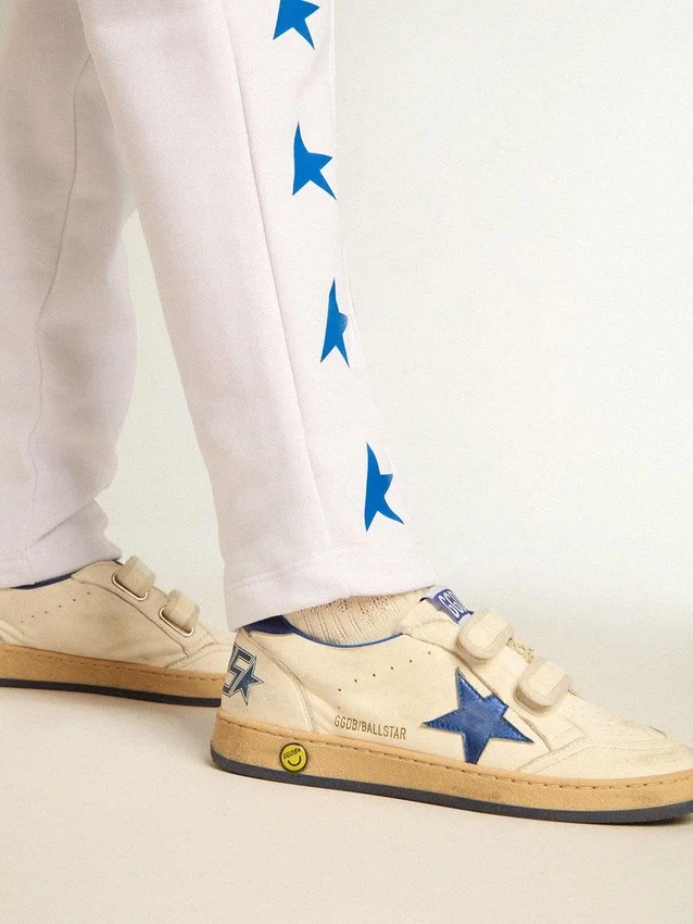 Ball Star Junior con stella in pelle blu metallizzata e linguetta sul tallone