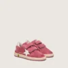Ball Star Junior in camoscio rosso con stella in pelle bianca e linguetta sul tallone in argento metallizzato