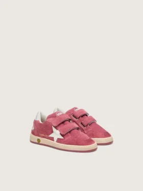 Ball Star Junior in camoscio rosso con stella in pelle bianca e linguetta sul tallone in argento metallizzato